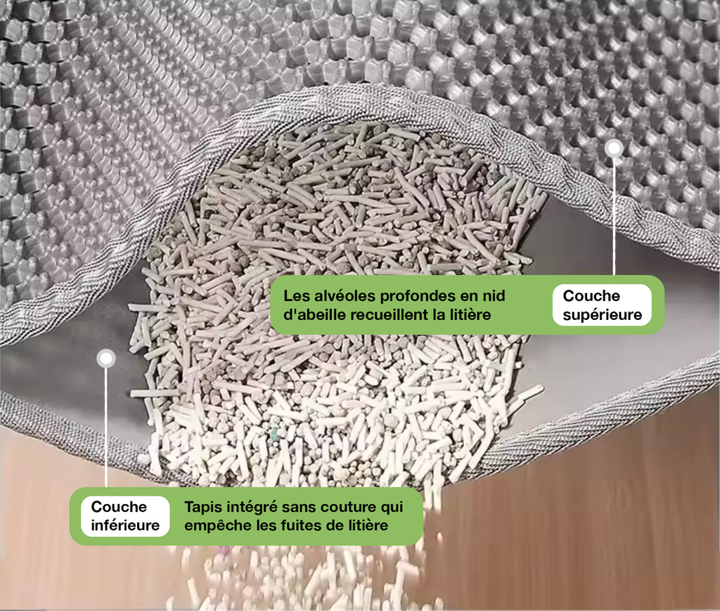Tapis de litière pour chat, retient les grains pour un nettoyage facile