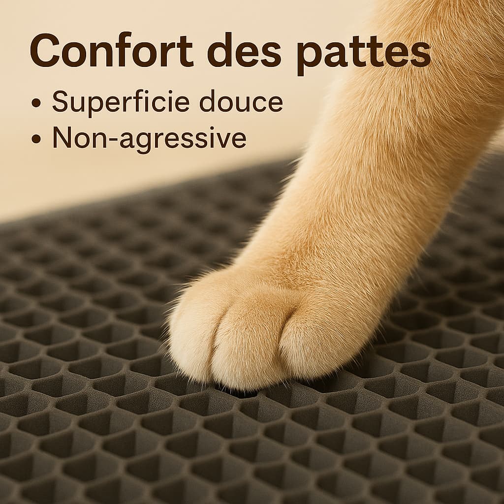 Tapis de litière pour chat, retient les grains pour un nettoyage facile