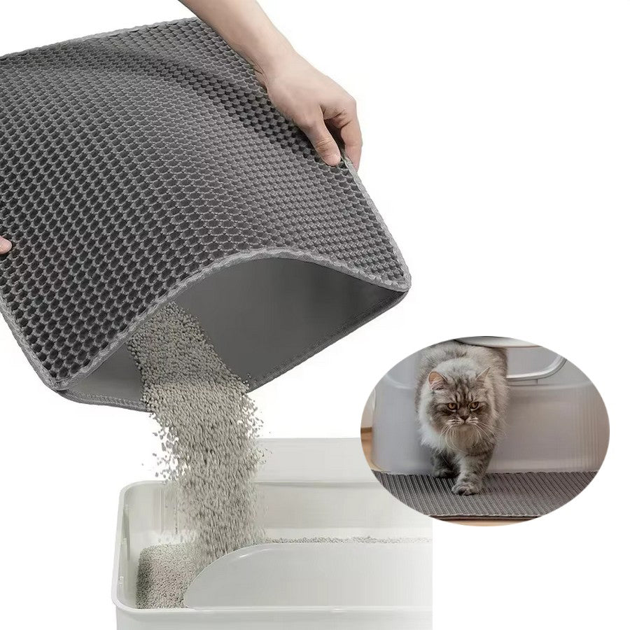 Tapis de litière pour chat, retient les grains pour un nettoyage facile